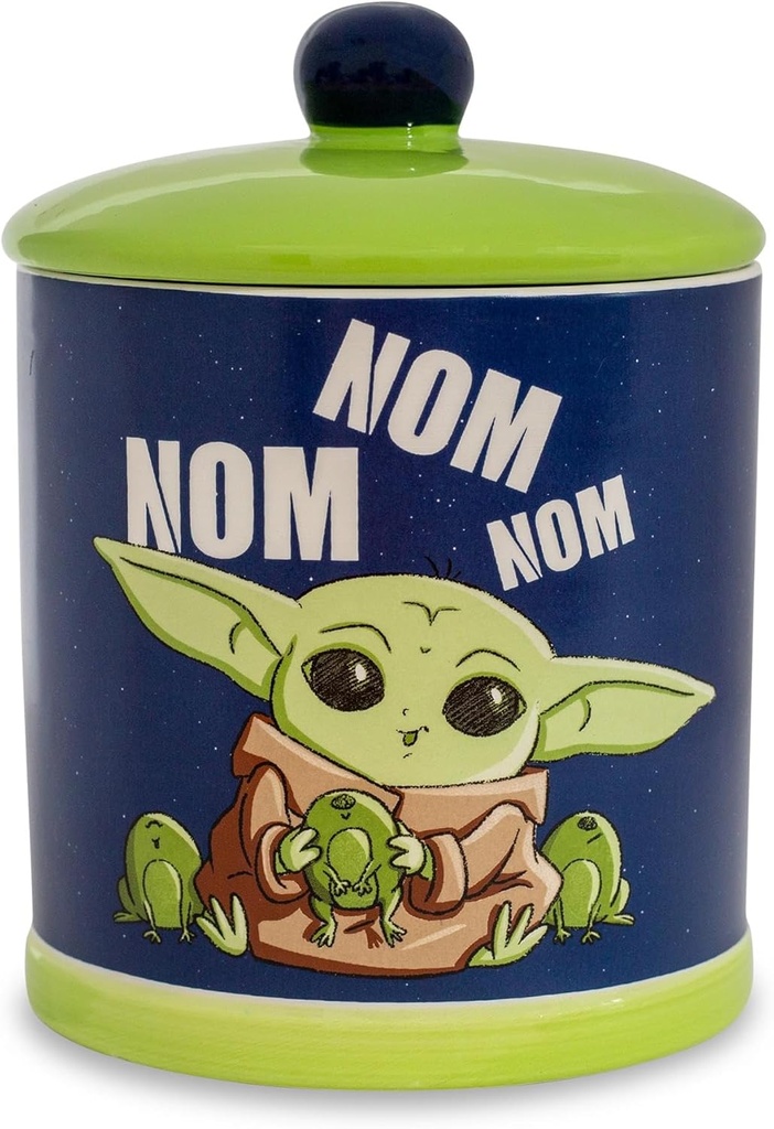 Silver Buffalo Star Wars The Mandalorian Baby Yoda Grogu Nom Nom The Child Eating Frog Eggs Ceramic Cookie Snack Jar (Large)