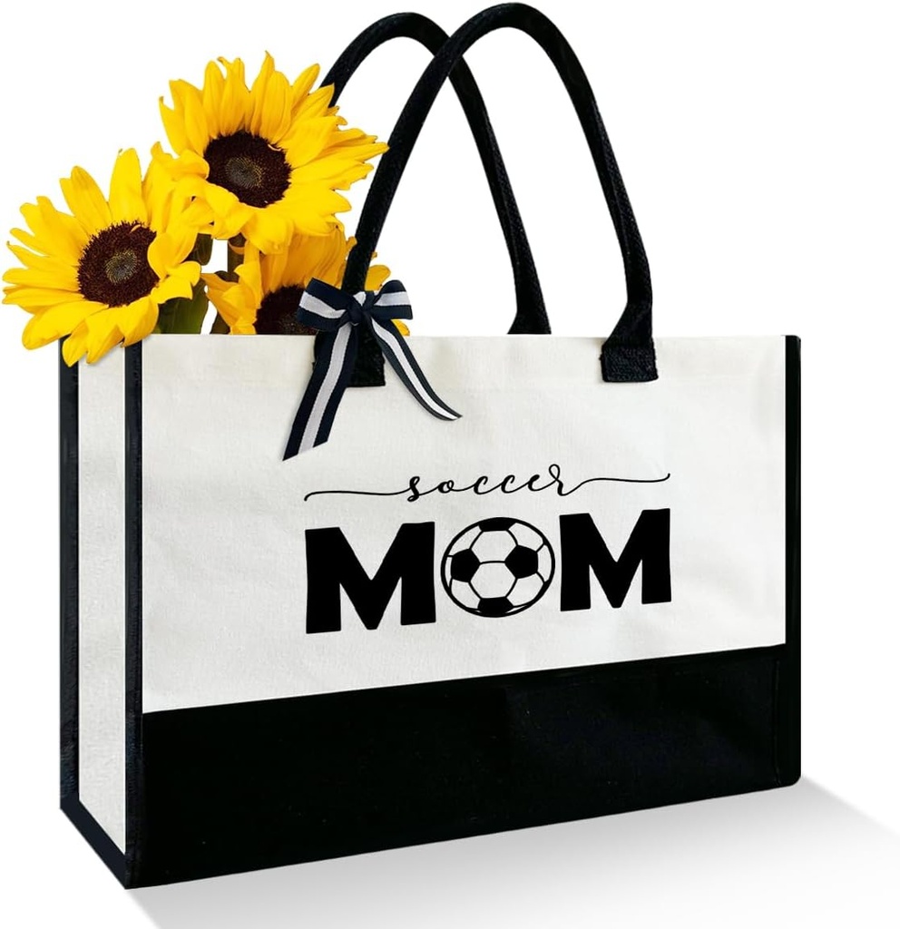 Soccer Mom Tote Bag Gifts for Women, Sports Mom Gifts, Mothers Day Gifts for Soccer Mom, Football Mom Birthday Christmas Gifts from Son Daughter, Best Mom Ever Gifts