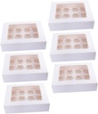 6pcs Food-grade Paper Cake Containers White Muffin Cupcake Holders Window Cup Capacity Lightweight Design for for Parties and Events