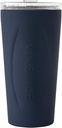 Vinglacé Stainless Steel Drink Tumbler- Insulated Hot and Cold Beverage Cup with Glass Insert and Lid, 14 oz, Navy