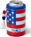 Swig Life Standard Can Cooler, 12oz Insulated Bottle & Can Holder, Stainless Steel Cooler, Covers for Standard 12 oz Beer Bottles, Beach Accessories for Women (All American)