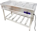Steam Table 4-pan Bain Marie Buffet Food Warmer Bain Marie Commercial Food Warmer Adjuestable Temperature 0℃-95℃ 110V 59" with Stand for Parties Resturants Buffet Wedding