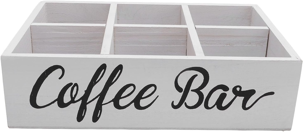 Coffee Station Organizer, Farmhouse Coffee Bar Organizer for Countertop, Coffee Bar Accessories Organizer, Coffee Pod Holder, Coffee and Tea Condiment Organizer for Home & Office