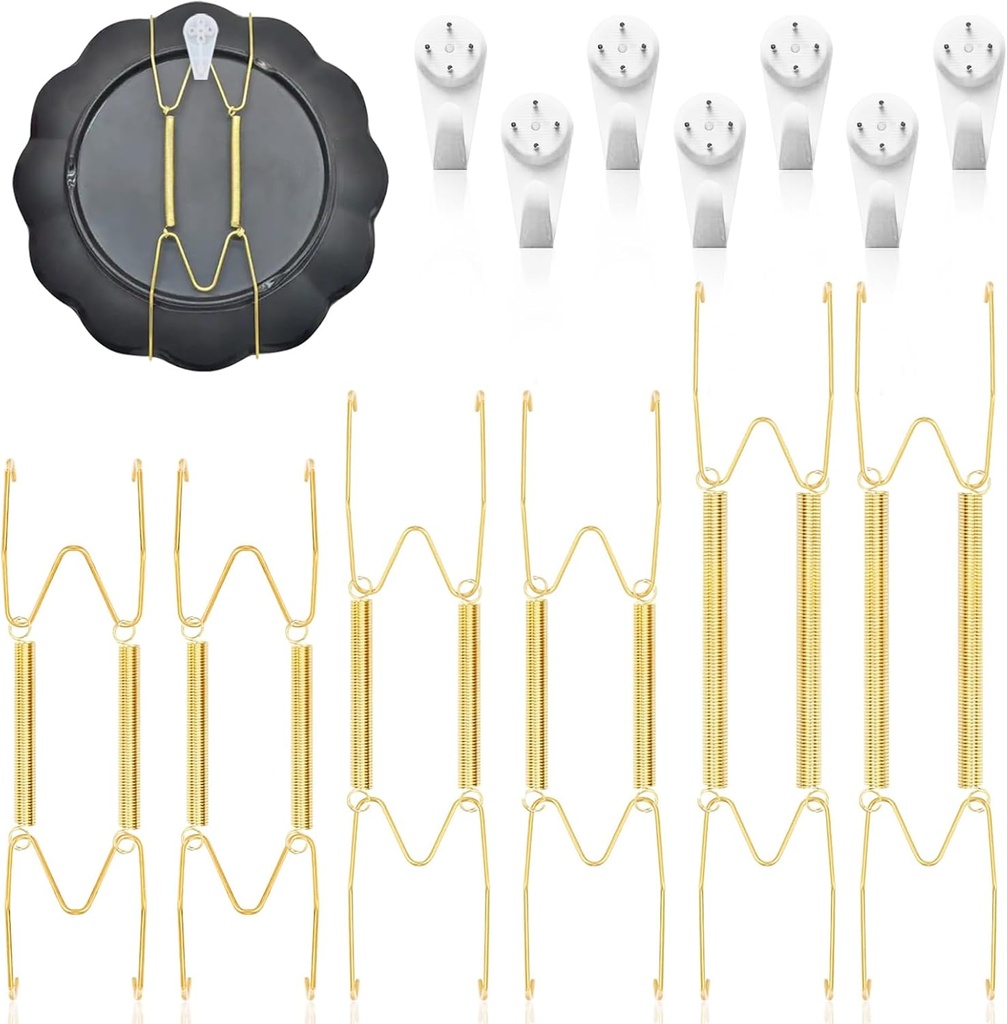 6 Pieces Plate Hangers for the Wall – Vertical Plate Hangers, Adjustable Sizes (6", 8", 10"), Invisible Design, Plate Wall Hangers for Display, Plate Holders for Displaying, Picture Hanging Kit