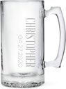 WEDDINGSTAR Personalized Large 25oz Glass Beer Mug Gift Custom Engraved Monogram - Vertical Monogram