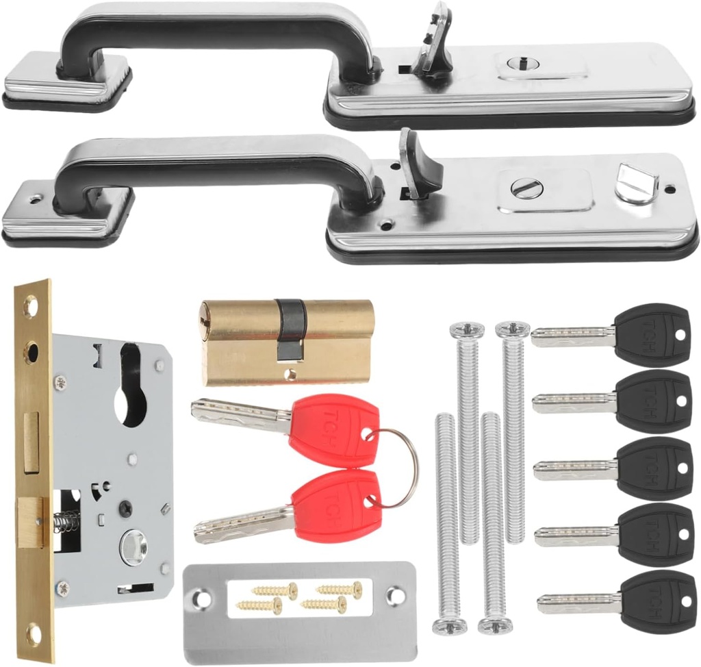 Homoyoyo Heavy Duty Security Entry Door Handle Lock Set with Reversible Lever Deadbolt and Exterior Use for Front Doors Garage and Home