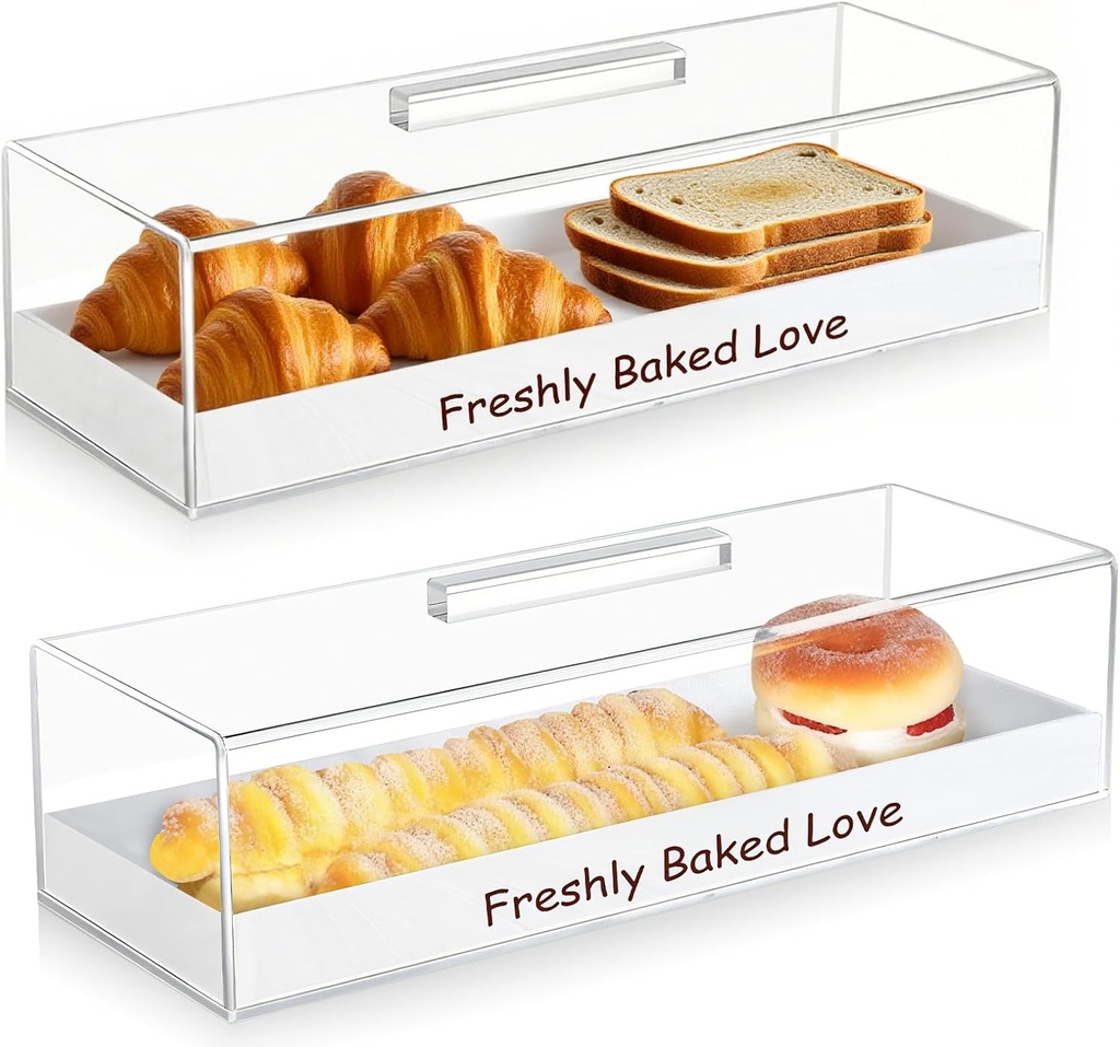 2 Pcs Rectangular Serving Tray with Lid, Multifunctional Cake Stand & Pastry Display Case for Dessert, Cookie Serving