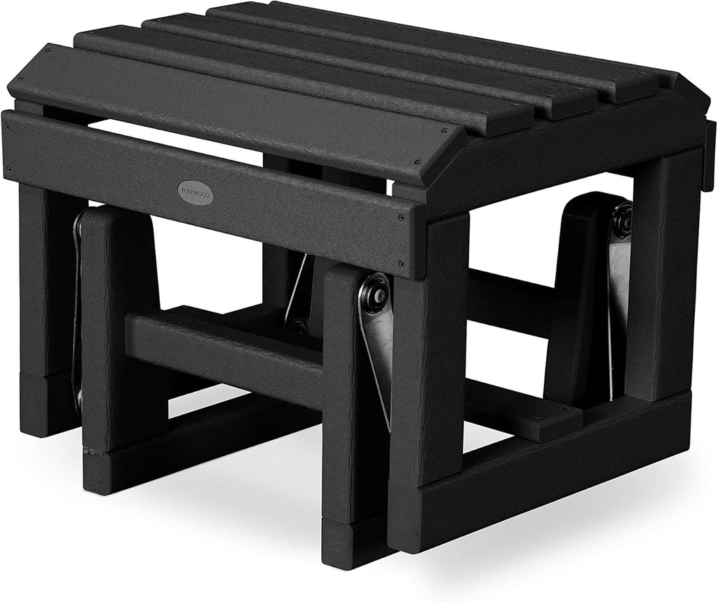 POLYWOOD Adirondack Glider Ottoman, Black