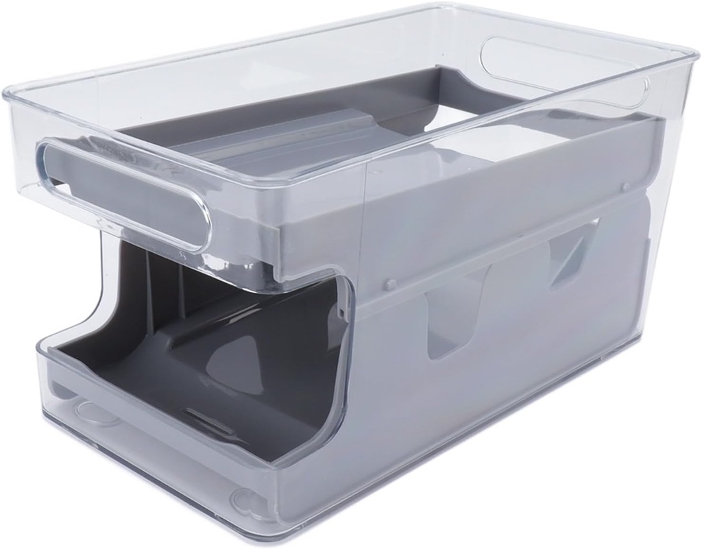 2 Tier Soda Can Organizer for Refrigerator,Stackable Canned Food Pop Cans Container for Pantry Refrigerator (Grey)