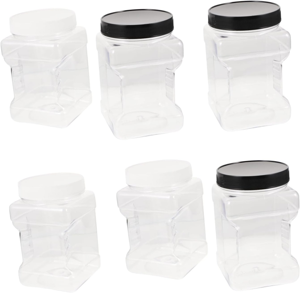 6pcs Square Plastic Bottles Lids for Honey Syrup Bulk Storage Food Containers