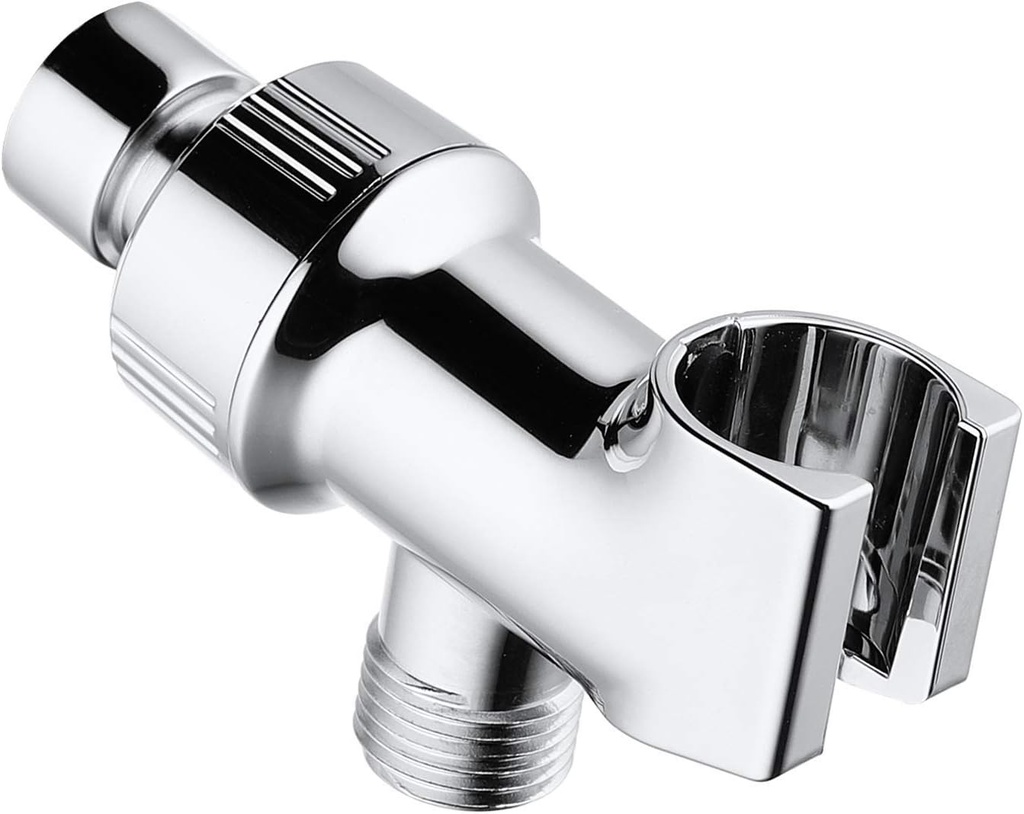 Universal Shower Head Holder for Hand Held Showerheads, Adjustable Shower Arm Mount Bracket with Brass Pivot Ball, Shower Head Connector - Chrome
