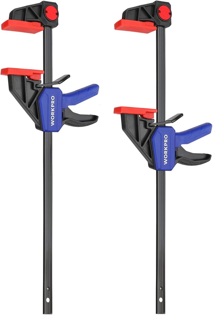 WORKPRO 12" Clamps for Woodworking 2-Pack, Quick-Release Wood Clamps/Spreader Light Duty, One Hand F Clmaps 150 LBS Load Limit, Ideal for Woodworking and DIY Projects