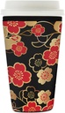 Traditional Japanese Cherry Blossom Reusable Iced Coffee Sleeve Neoprene Insulated Drink Holder, Washable Anti-Slip Cold Cup Sleeve for Tumblers Bottles Glasses 26-28oz