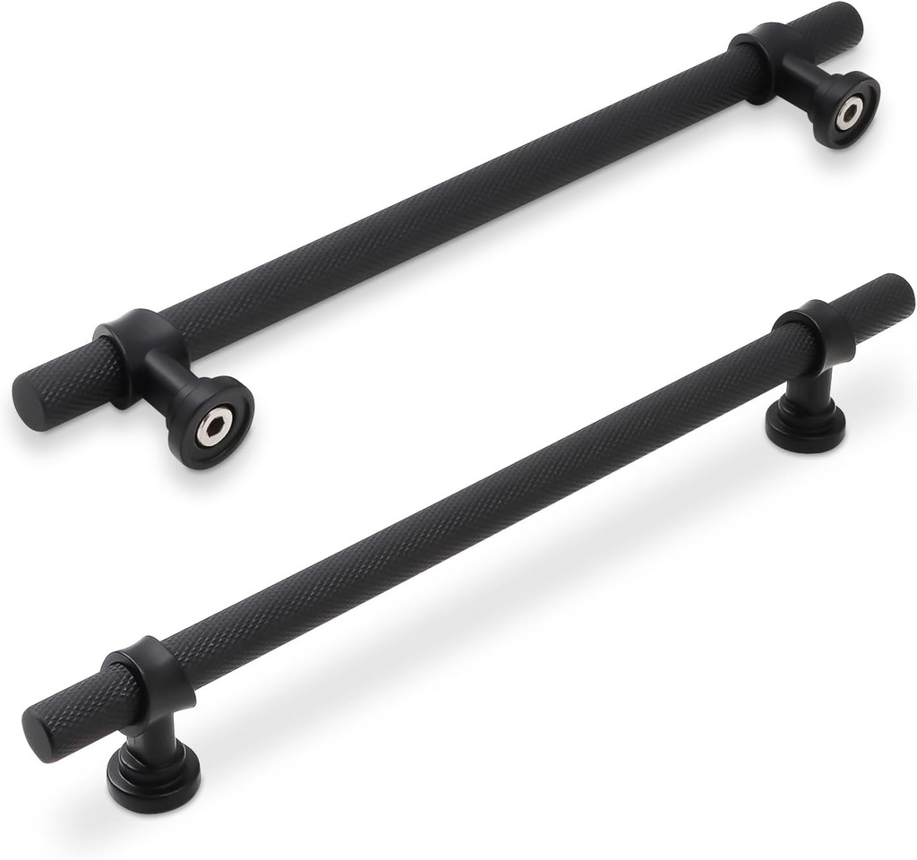 10 Pack 7-1/2 Inch Cabinet Pulls knurled Matte Black Kitchen Cabinet Handles Aluminum and Zinc Alloy Drawer Pulls Solid Cabinet Hardware