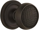 Nostalgic Warehouse Rope Rosette with Craftsman Knob, Privacy - 2.375", Oil-Rubbed Bronze