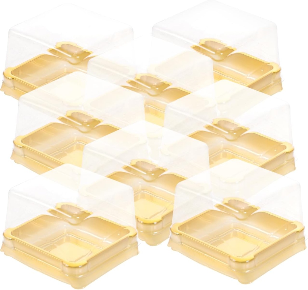 Garneck 50pcs Individual Cupcake Container Mini Plastic Gold Cake Containers Clear Desserts Box Small Cake Boxes for Birthday Engagement Wedding Party Desserts Cupcake Decoration