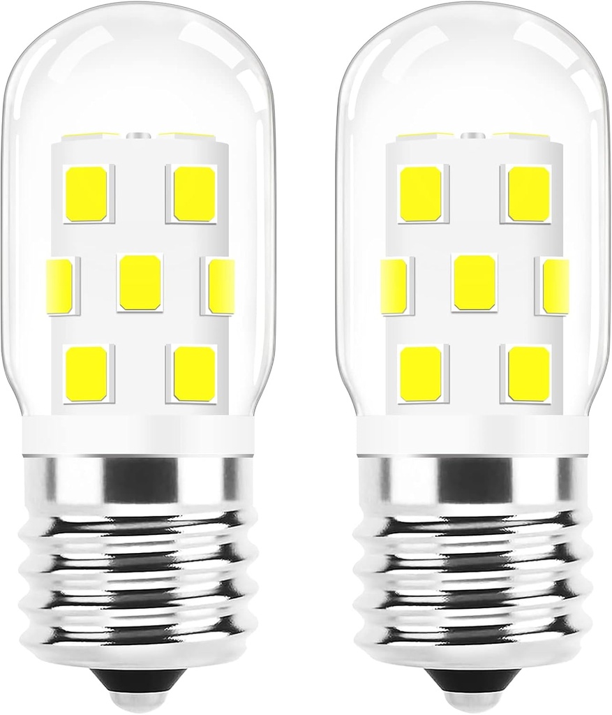 E17 LED Bulb Dimmable, 30W-40W Incandescent Equivalent, Daylight White 6000K, Fit for LG Whirlpool Frigidaire Kenmore GE Over The Range Microwave, 125V 3W 360LM, Repalces 6912W1Z004B, 8206232A, 2Pcs