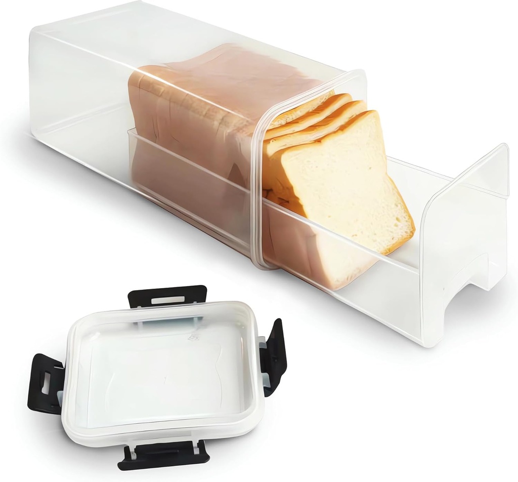 CZWL&HG Bread Storage Container with drawer Tray,Plastic Bread Box with Airtight Lid,Loaf Bread Keeper,Bread Holder for Homemade Bread,BPA Free