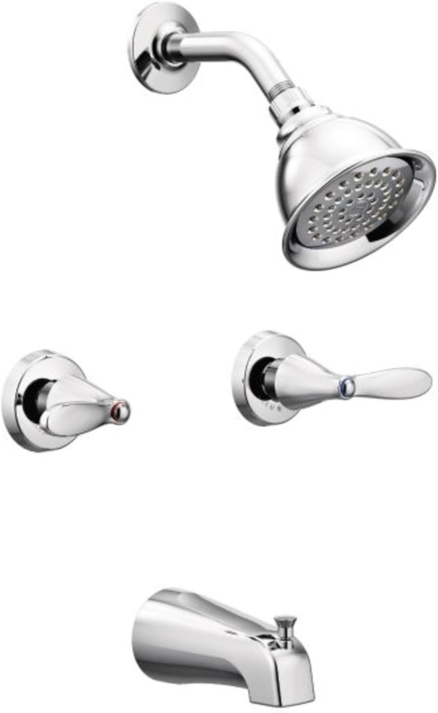 Moen Adler Double Handle Traditional Tub and Shower Trim Package with Single Function Shower Head