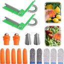 16 Pcs Gardening Thumb Knife Garden Tool Set, Finger Knife with Finger Protector for Gardeners, Garden Gadgets for Plant Vegetable Fruit Picking,Trimming, Deadheading Snips (Green Guillotine)