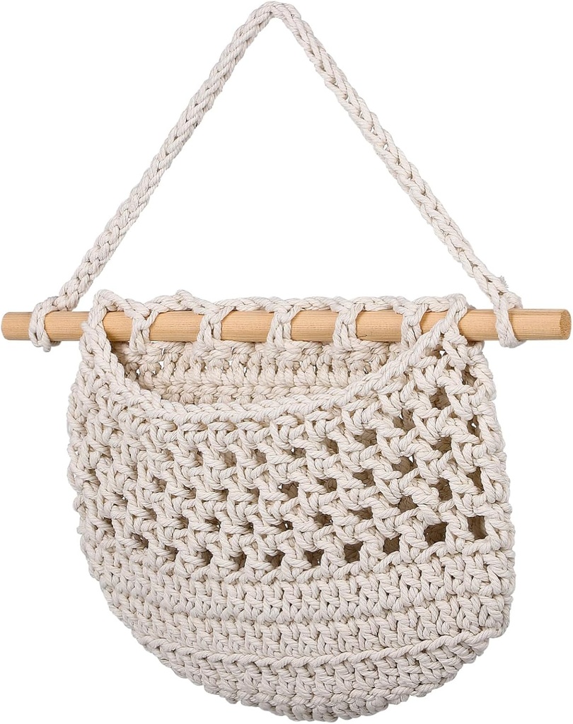 2Pcs Boho Style Hanging Fruit Basket Handmade Macrame Wall Organizer for Fruits Vegetables Versatile Storage for Kitchen Home Decor