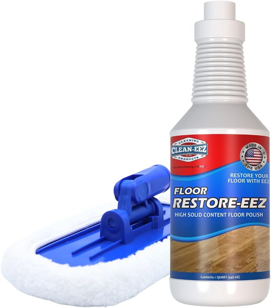 Clean-eez Ultimate Floor Restorer & Polish - Revitalize, Protect, Shine Wood, Laminate, Vinyl, Bamboo, Slate, Terracotta & More (1 Bottle W/Microfiber)