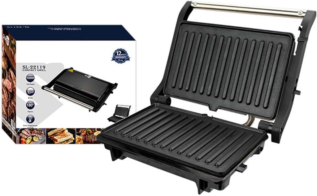 Dual-Sided 1000W Panini Grill Press Sandwich Maker, Panini Press Sandwich Maker, 8.8''*10.5'' Tostadora De Pan Sandwichera Easy to Storage & Clean