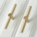 LBFEEL Brushed Brass Cabinet Knobs 4Pack Brass T Bar Cabinet Pulls Gold Cabinet Pulls Furniture Cupboard Knobs Hardware