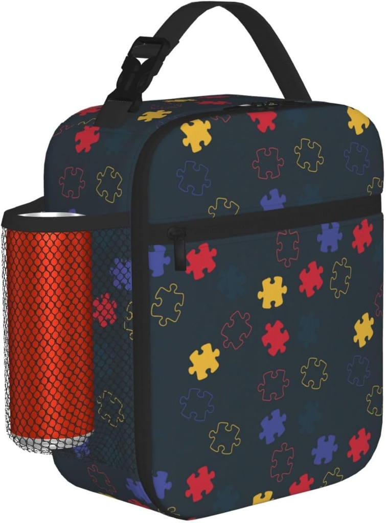 Autism Awareness Month Puzzle Lunch Box Lunch Bag For Women Adults Men - Insulated Reusable Cute Lunch Bag With Large Capacity - Cooler Lunch Container For Work/Travel/Office