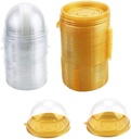 Clear Lid Packaging Boxes Mini Cake Container Flan Container Mooncake Dome Box Muffin Pod Holder Transparent Plastic Single with Golden Base 50PCS