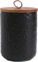 Black White Ceramic Coffee Canister Tea Canister with Seal Wood Lid, Airtight Coffee Storage Container for Coffee Bean, Ground Coffee, Sugar, Cookie Candy jar (Black, 1300ml)