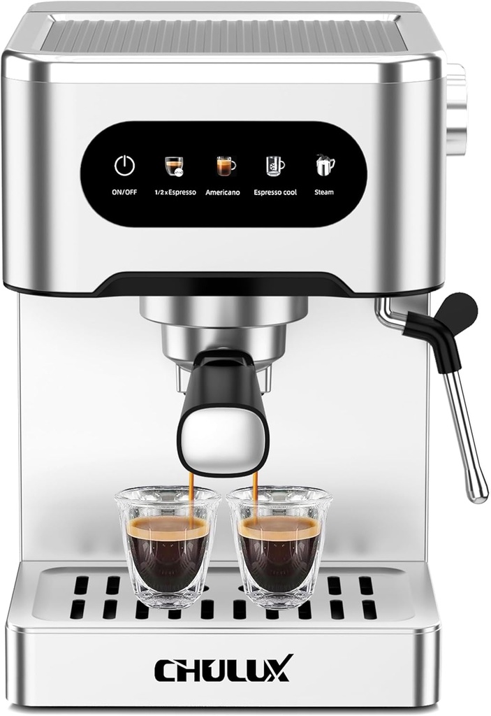 CHULUX Cube Espresso Machine with Milk Frother Steam Wand, 20 Bar Professional Italian Pump Semi Automatic Espresso Coffee Machine for Home Cappuccino & Latte Maker