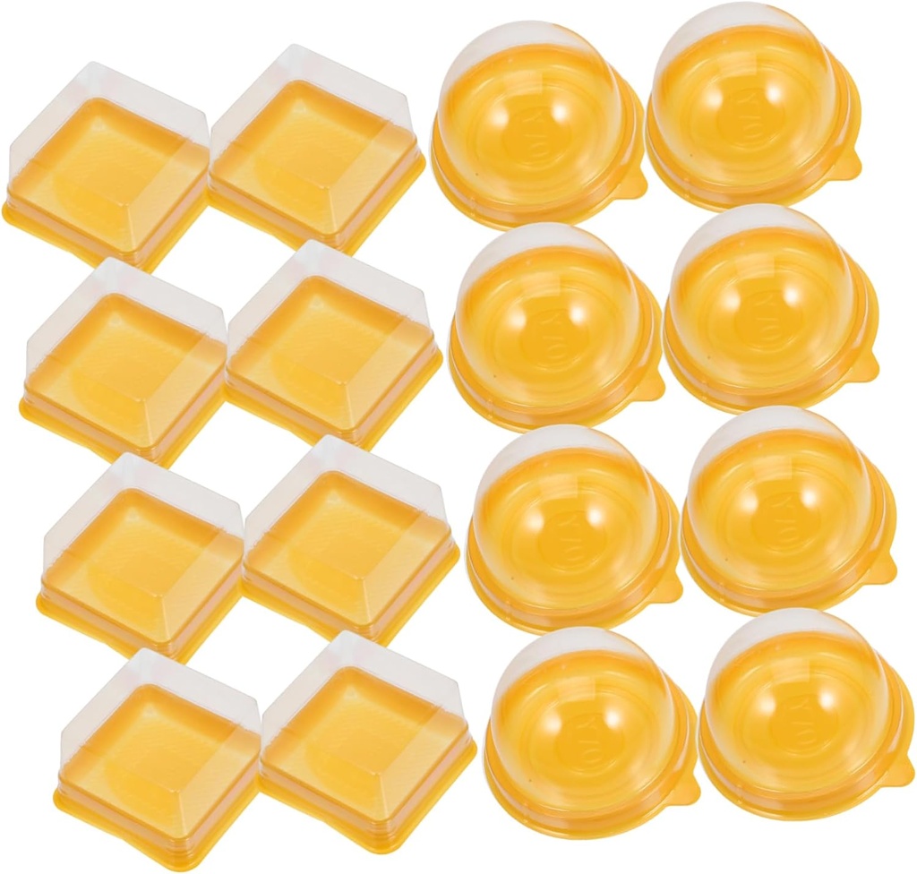 VICASKY 100pcs Dessert Containers for Egg Yolk Puff and Moon Cake Premium Pet Plastic Baking Boxes with Single Compartments Practical Food Packaging for Bakery Shops Parties and Home Use