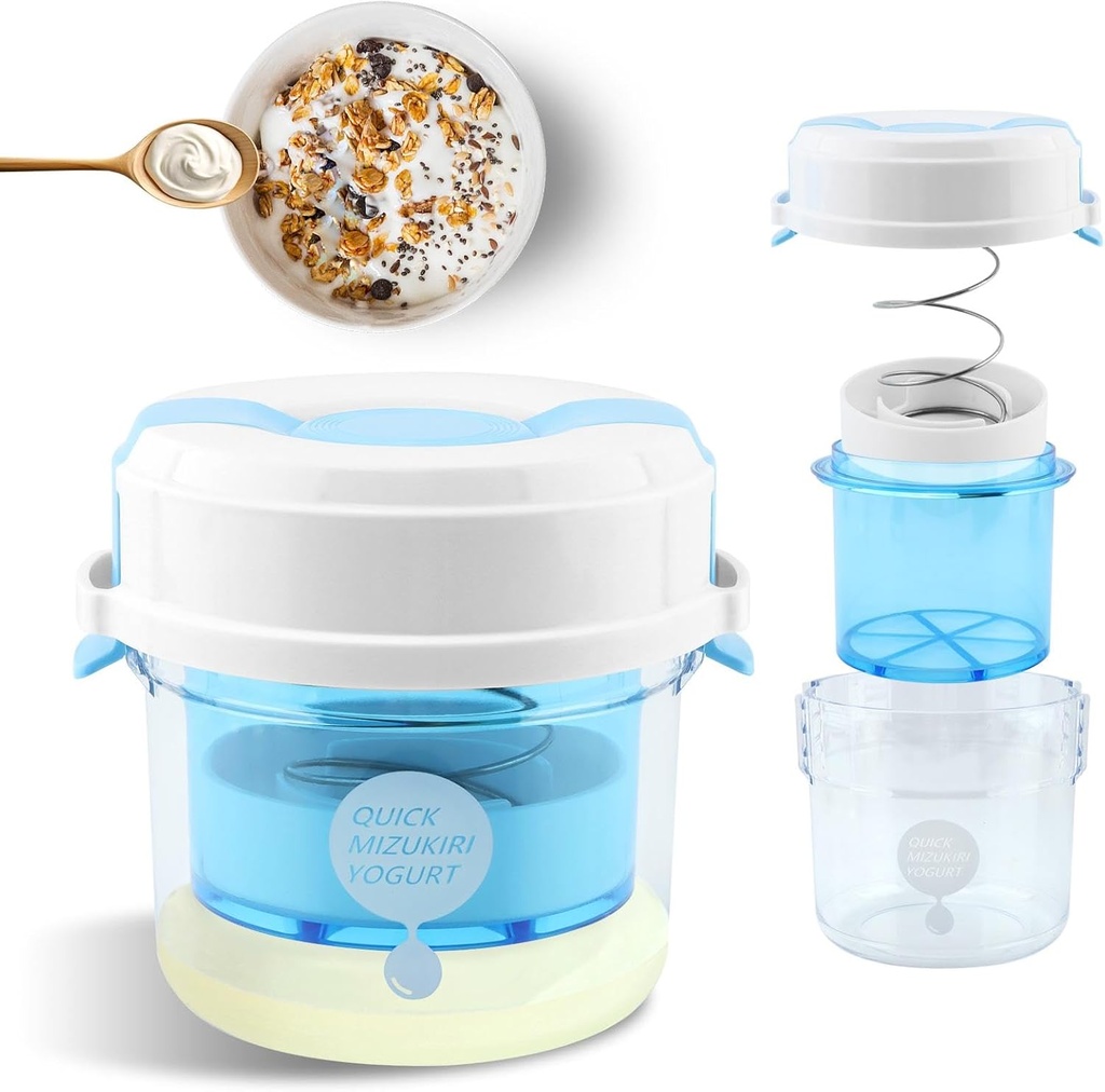 Greek Yogurt Strainer with Ultra-Fine Mesh Basket & Pressure Spring, BPAFree Maker for Homemade Thick Creamy Yogurt, Large Capacity Strainer for Healthy Dairy Lovers