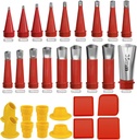 Caulk Finisher Kit Caulking Nozzle Tips Stainless Steel with Connection Bases Replacement 30 Pieces