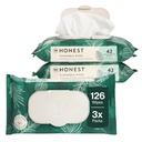 The Honest Company Flushable Wipes for Sensitive Skin Fragrance-Free Hypoallergenic pH-Balanced Feminine 99% Water Safe-to-Flush Tropical Leaves 126 Count