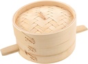 DECHOUS Covered Bamboo Food Steamer Steamed Bun Dumpling Steamer Basket Healthier Cooking Tool