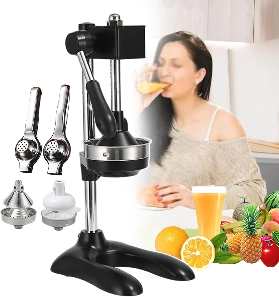 Manual Fruit Juicer - Hand Press Citrus Juicer Extractor - Food Processors with Handle Length 8.8inch - Comes with 2 Reusable Molds and 2 Small Juicers for Added Convenience,black