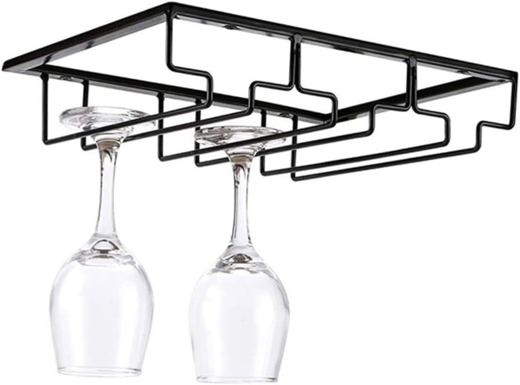 Wine Glass Hanging Stand Glass Cup Holder Wine Rack Black Organize Your Goblets at Home (three-slot)