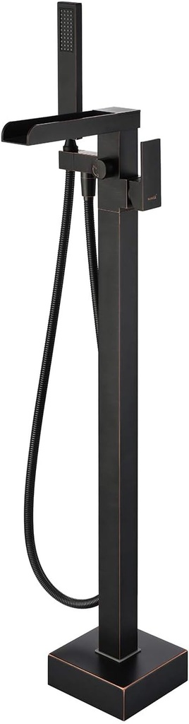 Freestanding Bathtub Faucet Tub Filler Waterfall Single Handle Oil Rubbed Bronze Floor Mounted Faucets with Handheld Shower