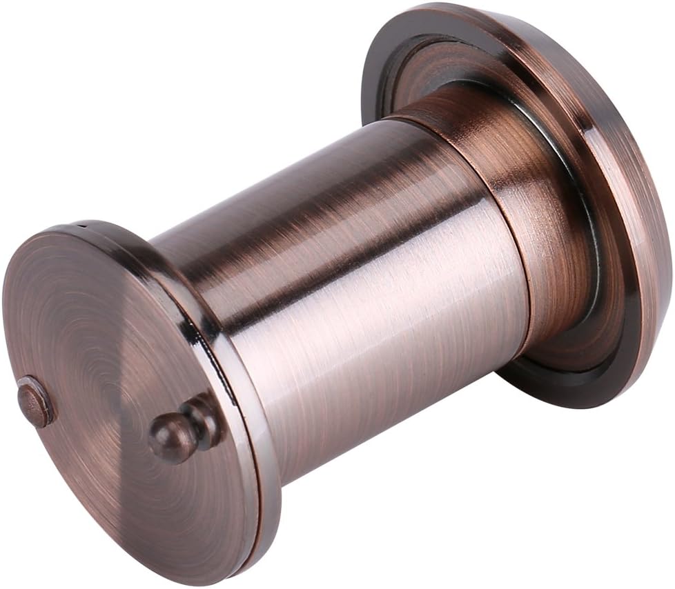 Wide Angle Door Viewer 220° Wide View Peephole with Heavy Duty Cover Copper 35 to 60 mm Thickness Optical Glass Lenses (Dark Copper Plating)