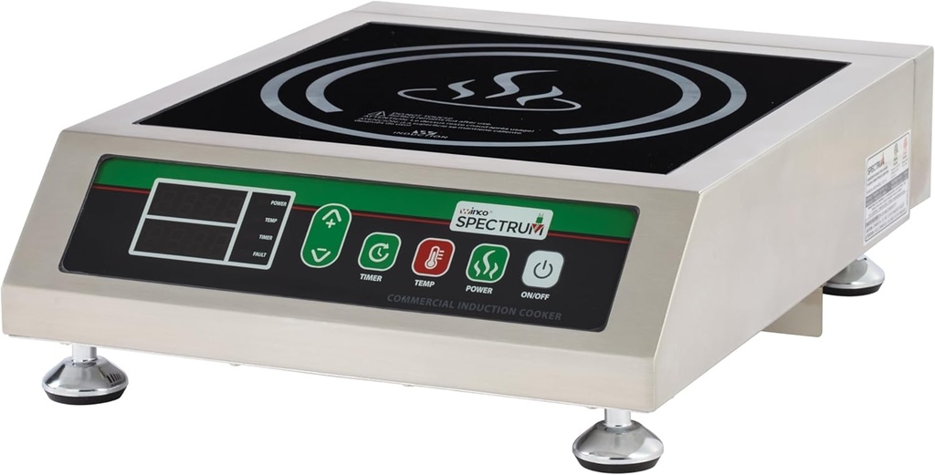 Winco EICS-18 Commercial-Grade Portable Induction Cooktop Burner, 1800 W, 120V