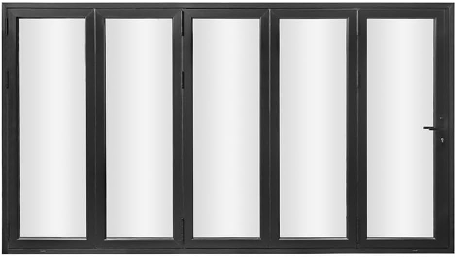 Pemberly Row 5 Panels Alumium Folding Door - Black Folded Out from Right to Left