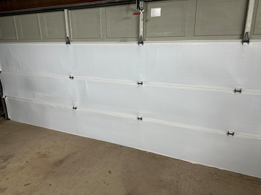BlueTex Insulationㅤ White Reflective Foam Core Tearproof 2 Car Garage Door Insulation Kit 18FT (Wide) x 8FT (HIGH) to Cool Your Garage. Complete DIY Installation Kit (Also Fits 18x7 Door)