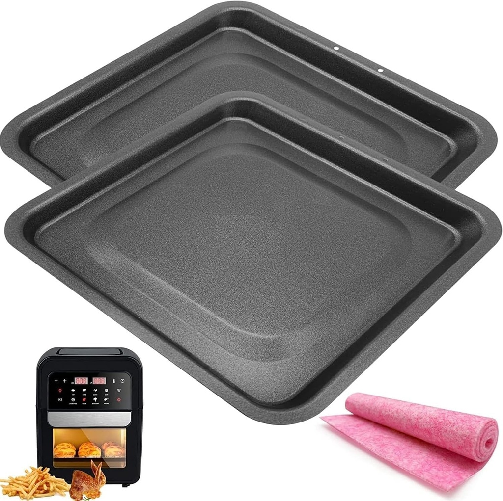 Air Fryer Oven Oil Drip Tray for Chefman 12 Quart 6-in-1 Air Fryer Oven, 2PCS Premium Air Fryer Oil Drip Pan Crumb Tray Pan for Chefman 12QT Air Fryer Oven, Nonstick, Dishwasher Safe