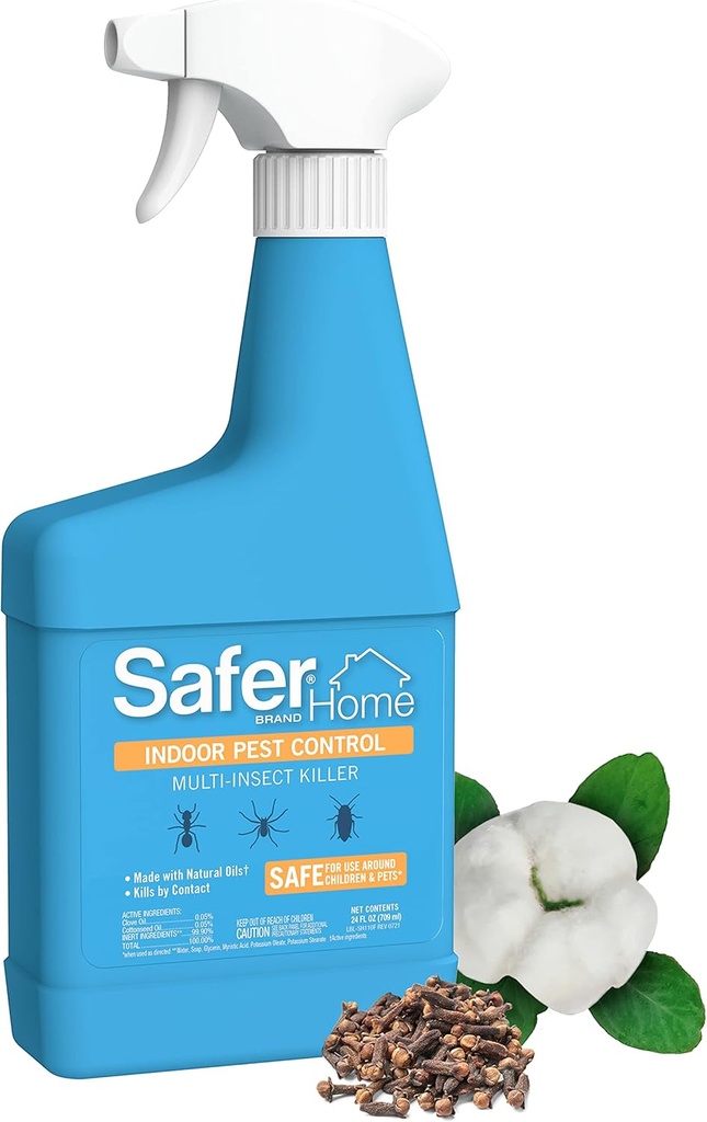 Safer Home Indoor Ready-to-Use Spray - Made with Natural Oils - 24 fl oz - SH110 - Quickly Kills Ant, Fly, Roach, Spider, Silverfish & Flea Indoors - No Harsh Chemicals