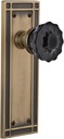 Nostalgic Warehouse 726934 Mission Plate Single Dummy Crystal Black Glass Door Knob in Antique Brass