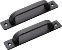 Barn Door Handle 2PCS Black Aluminium Pull Handle Set 5.8 Inch for Sliding Barn Door, Cabinet, Shed, Drawer, Closet, Kitchen, Modern Rustic Decor