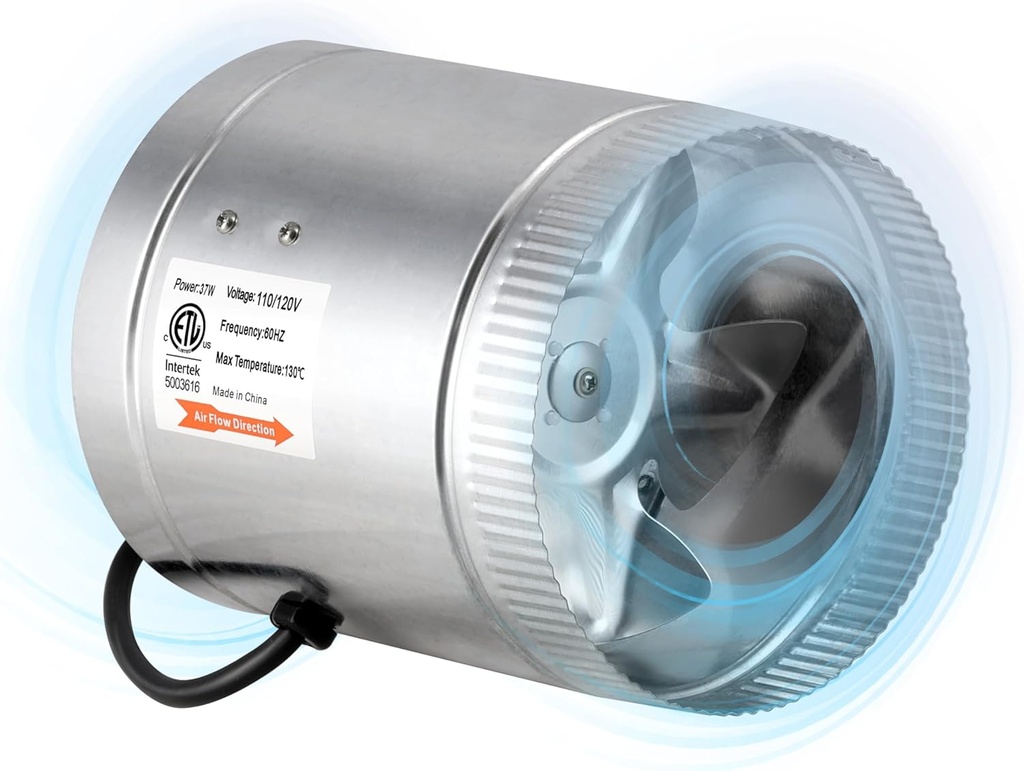 iPower 6 Inch 240 CFM Inline Duct Fan with Low Noise, Booster Exhaust for HVAC Ventilation in Grow Tent, Basements, Bathrooms and Kitchens, New