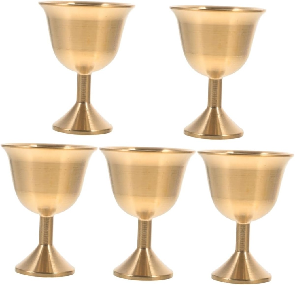 PRETYZOOM 5pcs Metal Goblet Brass Cup Buddhism Cup Offering Accessories Desktop Holy
